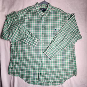 Ralph Lauren Shirt Preppy Mens XXL Green Plaid University Button Down